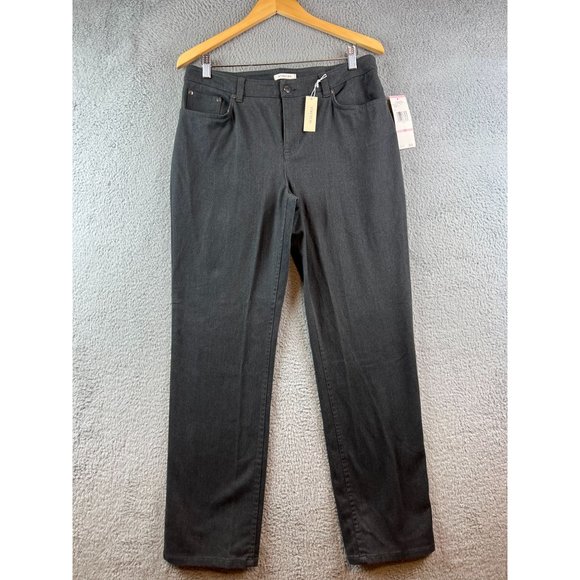 New Jones New York Sport Gray Stretch Casual Straight Leg Pants Slacks 10 - Picture 1 of 9